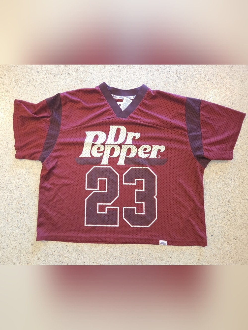 Dr Pepper Retro Crop Maroon Game Football Jersey '23' Unisex Size Med V Neck